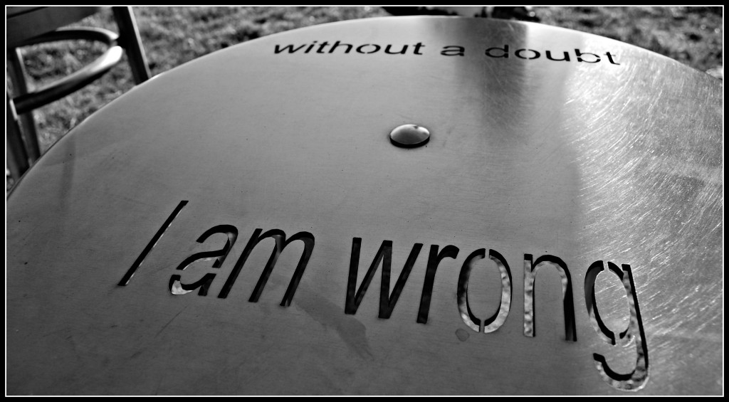 I Am Wrong: photo credit - Mark Faviell metal chairs with sayings Kits Beach