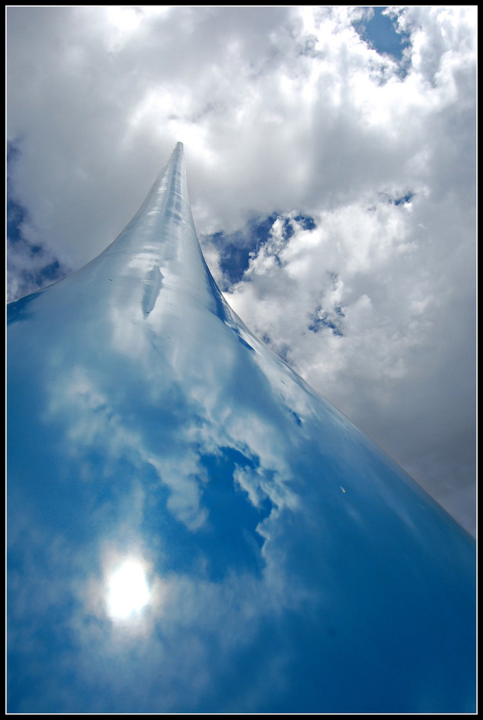 Blue World: photo credit - Mark Faviell Sky & clouds reflected in glass sculpture