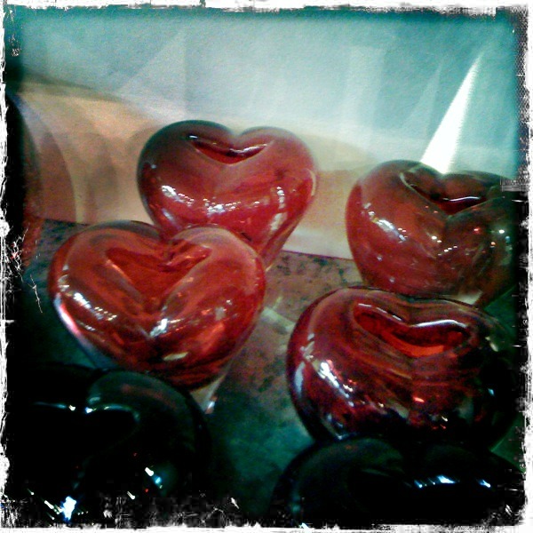 Hearts: photo credit - Sandi Amorim glass hearts
