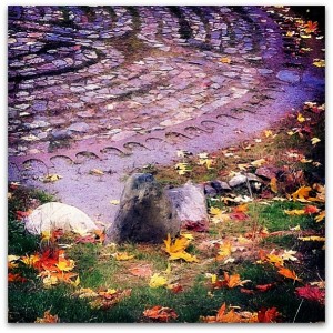 Walking the path: photo credit - Sandi Amorim Rivendell labyrinth, Bowen Island