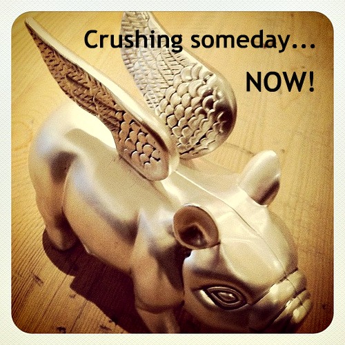 When Pigs Fly: photo credit - Sandi Amorim silver flying pig piggy bank