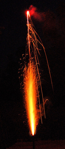 roman candle taking off in the night