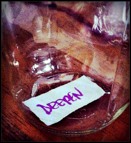 Day 1, Project 137: photo credit - Sandi amorim slip of paper with the word deepen written on it sitting in a glass jar, for Project 137