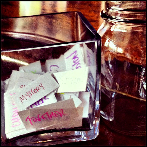 and so it begins: Project 137 - photo credit - Sandi Amorim slips of paper in glass jar for Project 137