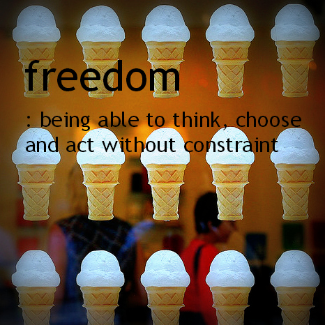 21 Ice Cream Cones: photo credit - Thomas Hawk definition of freedom superimposed on ice cream cones